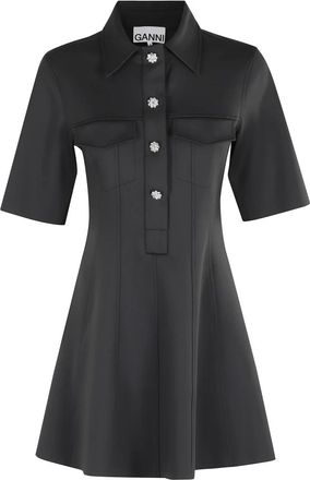 Ganni Neopreen Aansluitende Mini Jurk Phantom Kleur - Dames - Korte kleedjes - Grijs - S - Kleedjes