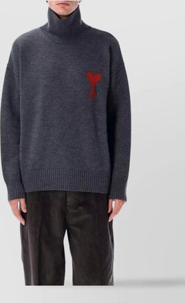 Ami high neck sweater with ribbed cuffs and hem