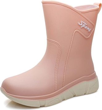 Generic Rain Boots For Women Fashion Outside Wear Thick Bottom Shoes Outdoor Car Wash Kitchen Non Slip Rubber Shoes Ladies Waterproof Fashion Ankle Rain Boots