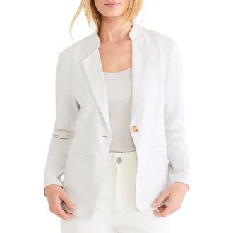 Nic+Zoe Eva Linen Blend Blazer in Silver Wisp at Nordstrom, Size 16
