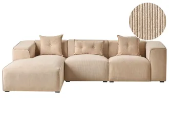 Beliani Beliani - Divano Angolare Lato Sinistro Moderno In Velluto A Coste Beige Con Cuscini Dolva