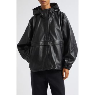 R&oacute;he Oversize Leather Anorak in Black at Nordstrom, Size X-Small