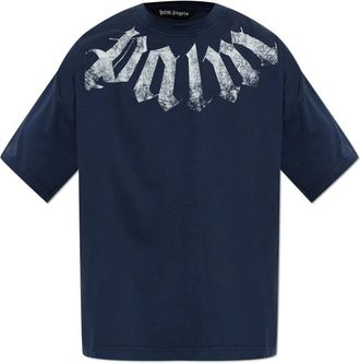 Palm Angels Logo T-shirt - Heren - T-shirts - Blauw - XS - Katoen - Tops