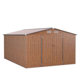 Costway Costway 426 cm x 300 cm Outdoor Storage Shed Large Garden Tool House in Beige