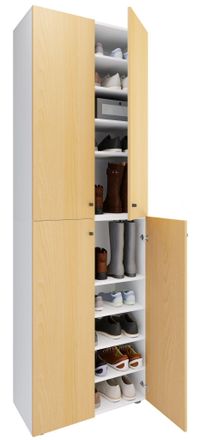 ebuy24 Ebuy24 - Vcm Xl Wood Gran Gabinete De Zapatos Estante De Zapatos Botas Grandes Boardcase Muebles Lona 10 Compartimentos Puertas De Torneado (blanco / 