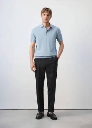 Mango Polo 100% cotone in maglia fine verde acqua - Uomo - XXL - MANGO MAN