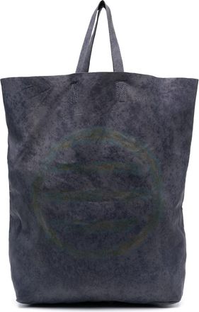 Comme Des Garçons 2010s pre-owned graphic print shopping bag - unisex - Sheepskin - One Size - Blue
