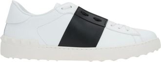 Valentino Garavani Sneakers, female, White, Size: 5 US White Leather Low-Top Sneakers with Black Side Stripes
