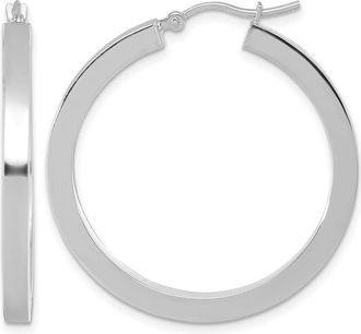 Diamond2Deal 14k Gold 3mm Square Shape Tube Hoop Earrings