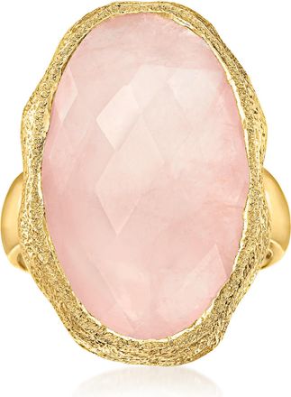 Ross-Simons Rose Quartz Ring in 18kt Gold Over Sterling