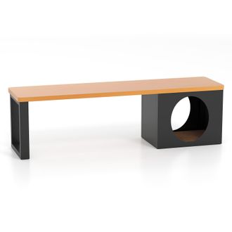Costway Costway Panchina Da Esterno In Metallo Lunga 150 Cm Con Cuccia Per Gatti E Tappetino Tiragraffi, Seduta Per 3 Persone, Portata 450 Kg, Panchina Senza 
