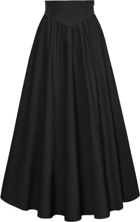 Generic Maxi Skirts for Women Elegant Lace-Up Back High Waisted Skirt Vintage Renaissance Medieval Skirt Flowy Swing A-Line Pleated Long Skirts Victorian Part