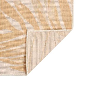 Berkfield Home Outdoor Flatweave Rug 200x280 cm Leaf Pattern in Tan | Size: 100 cm diameter
