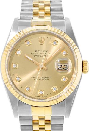 Rolex Pre-owned Rolex Datejust 36 Automatic Chronometer Diamond Champagne Dial Mens Watch 16233 CDJ