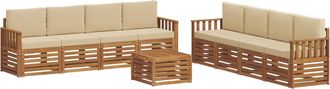 vidaXL Conjunto De Sof&aacute;s De Exterior 9 Uds. Natural Y Beige Vidaxl