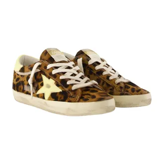 Golden Goose Womens Super Star Sneakers - Golden Goose Deluxe Brand Leather Printed Calfskin Shoes