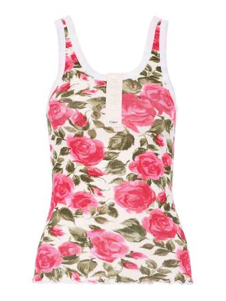 Chlo&eacute; Stretch Cotton Top With Floral Print