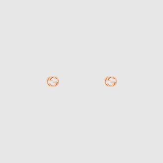 Gucci Interlocking 18k Stud Earrings, Pink, Rose Gold