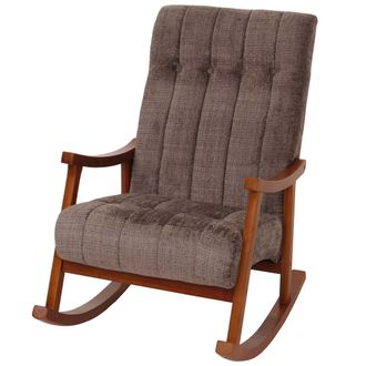 Hhg Silla Mecedora Hhg 857, Sill&oacute;n Relax, Madera Mvg, Tela/tejido Chenilla (465 G/m&sup2;), Marr&oacute;n, Estructura Con Acabado En Nogal