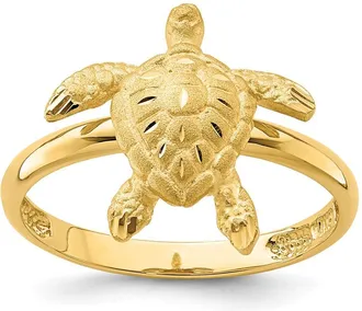 Diamond2Deal 14k Yellow Gold Brushed & Polished Diamond-Cut Turtle Ring
