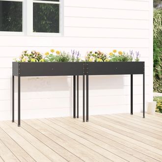 Berkfield Home Garden Planters 2 pcs Anthracite Galvanised Steel in Black