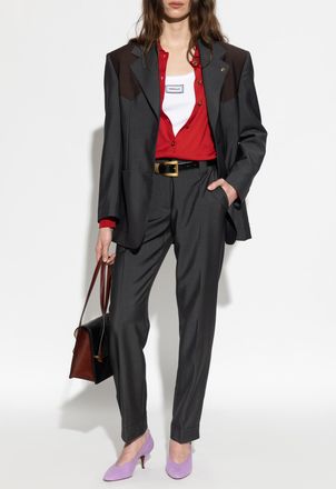 Versace Wool Blazer With Single Vent, Womens, Grey