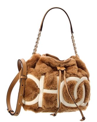 Jimmy Choo London Juno Shearling & Leather Bucket Bag