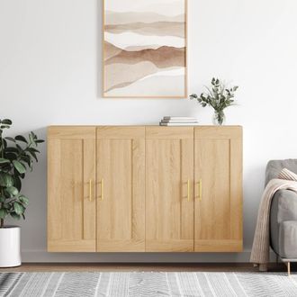 Berkfield Home Wall Mounted Cabinets 2 pcs Sonoma Oak Engineered Wood in Brown