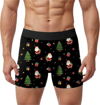 Generic Christmas Shorts Men Xmas Shorts for Men Stretch Personalised Mens Underwear Trunks Breathable Briefs UnderpantsFly Trunks Hipster Pants (B3-Dark Gree