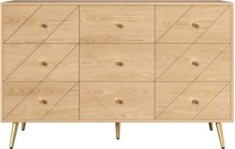 Urban Meuble Aparador efecto madera con patr&oacute;n geom&eacute;trico y 9 cajones