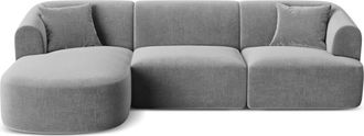 Cosmopolitan Design Sof&aacute; esquinero izquierdo modular 4 plazas de terciopelo gris