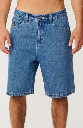 Rip Curl Nu Dose Denim Baggy Fit Carpenter Shorts in Mid Blue at Nordstrom, Size 30