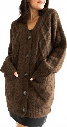 Astr Charli Button Down Sweater In Chocolate Brown