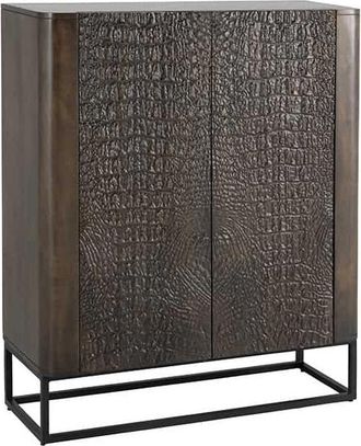Global Interiors Massivholz Design Highboard Crocodile, 100 x 120 cm - Braun