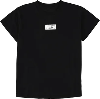 Maison Margiela Relaxed Fit Patch Detail Black Cotton T-Shirt