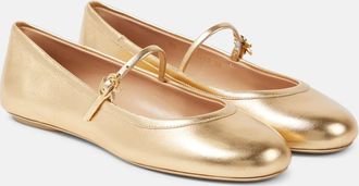 Gianvito Rossi Carla metallic leather ballet flats