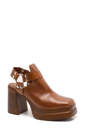 Free People Hybrid Harness Platform Bootie in Chestnut Leather at Nordstrom, Size 7.5