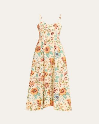 Ulla Johnson Fiora Floral Cotton Midi Dress