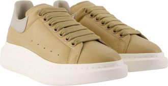 Alexander McQueen Mens Oversized Sneakers - Alexander Mcqueen Leather Beige Calfskin Shoes