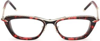 Christian Louboutin 52mm Geometric Optical Glasses in Red Havana at Nordstrom