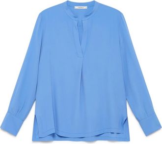Maliparmi Fluid Crepe Blouse - Dames - Blouses - Blauw - L - Overhemden