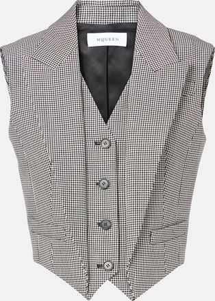 Alexander McQueen Gilet in lana e mohair a quadri