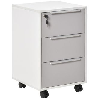 HOMCOM Cajonera tipo archivador 40x40x63.5 cm blanco y gris