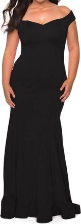 La Femme Sweetheart Off The Shoulder Jersey *****16W In Black