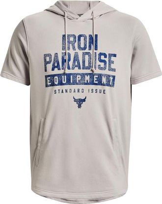 Under Armour Project Rock Terry Short Sleeve Hoodie Beige Blue 1378018-289