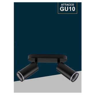 Trade Shop Trade Shop - Applique Plafoniera Orientabile Da Soffitto Parete 2 Diffusori Lampada Gu10 Ts-2 - Negro