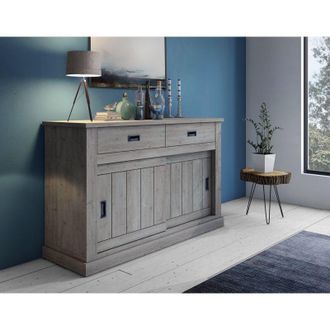 Dmora C&oacute;moda Lupara, Alacena 2 Estantes, 2 Cajones, 4 Compartimentos, 138x50x95h Cm Roble Gris