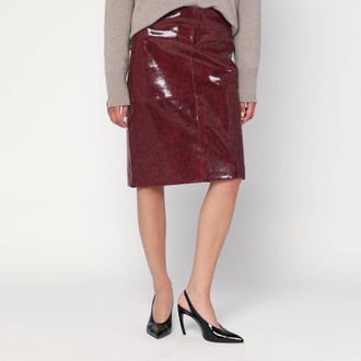 Róhe Bordeaux skirt in faux snakeskin leather