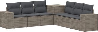 vidaXL Juego De Sof&aacute; 7 Uds. Gris Y Gris Oscuro Rat&aacute;n Sint&eacute;tico Y Acero Vidaxl