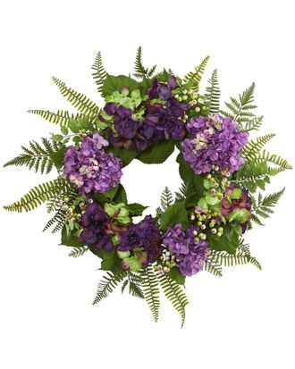 Nearly Natural 24In Hydrangea Berry Wreath